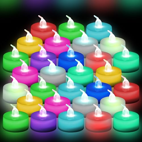 Paquet De 48 Bougies Chauffe-Plat Led À Changement De Couleur, Bougie Led, Bougies À Led, Bougie Chauffe Plat Led, Bougies À Led Sans Flamme, À Piles Bougie, Pour Décorations De Noël, Halloween