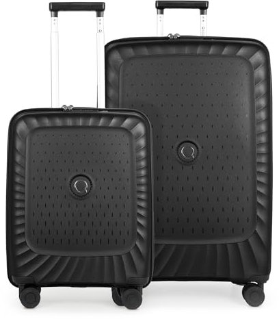 Hauptstadtkoffer Kotti - Kofferset 2 teilig - Handgepäckkoffer 55 cm + großer Reisekoffer 75 cm Check-In Gepäck mit Erweiterung, Trolleys Ultraleicht aus recyceltem Polypropylen, TSA, Schwarz