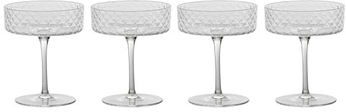Zafferano Veneziano Mixology Glas für Cocktails Longdrinks Spirituosen | 4 Stück | Facetten Muster | mundgeblasen | Handarbeit (Goblet (VN01700))