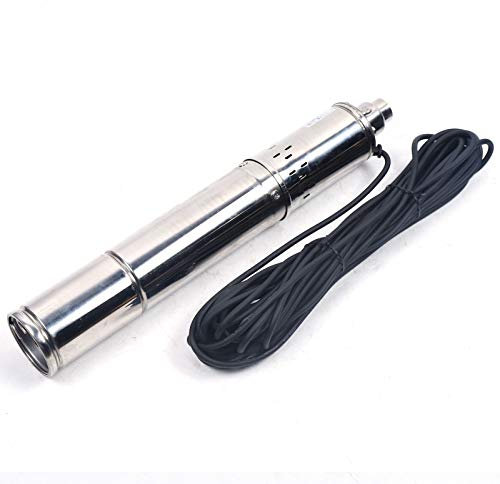 Levkitch Tiefbrunnenpumpe 500W 3.5zoll Brunnenpumpe Edelstahl Tiefbrunnen Tauch Pumpe max. Förderhöhe 100m Rohrpump Wasserpumpe 0-40℃ Pumpe Ideal zur Bewässerung Wasser-Versorgung Entwässerung