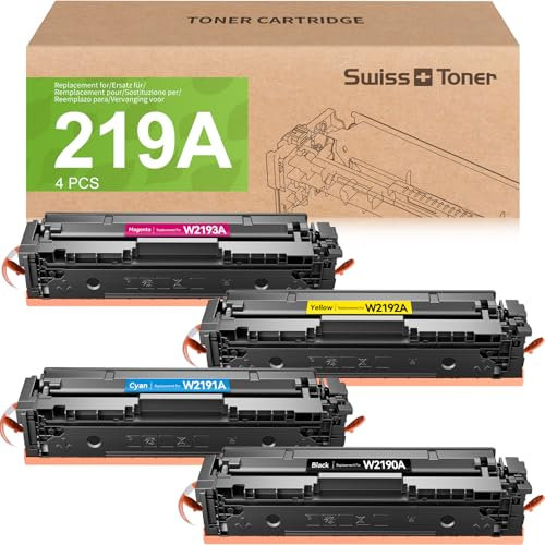 swiss toner Kompatibel für HP 219A Toner Set für MFP 3302FDWG Toner für HP Color Laserjet Pro MFP 3302FDWG MFP 3302FDNG MFP 3302SDWG für 219A W2190A W2191A W2192A W2193A,4-Park