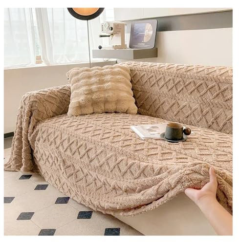 Teli Copridivano Coperte in pile di corallo for divano Asciugamano for divano in tinta unita tinta unita for 1/2/3/4 posti Copridivano Coperta for divano morbida e calda for plaid invernale Telo Copri