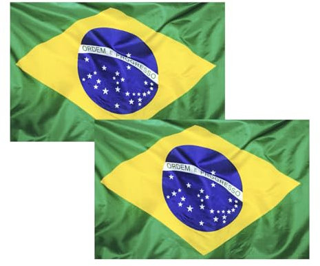 2 Banderas de Brasil, Bandera 90cm x 150cm, Bandera Grande con Trabilla para Mástil y Cordones para Sujetar, Bandera Ligera, Bandera para Deportes, Fútbol, Edificios (Brasil 2ud)