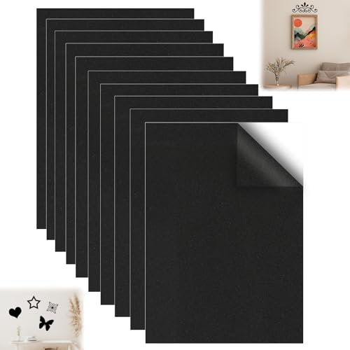 Tapvai 10 PCS Fieltro Adhesivo Muebles 210 x 300 x 3mm, Goma Eva Adhesiva, Terciopelo Adhesivo, Goma Antideslizante Adhesiva para La Protección de Muebles, Mesas, Sillas y Sofás (Negro)