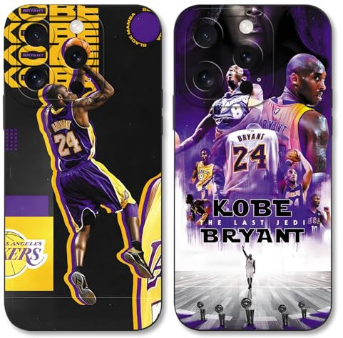 Yimctoie 2 Confezioni Cool Basket Cover per iPhone 13 6,1,Custodia Moda Sport Star 24 23 Modello Design,Protezione Della Lente Antiurto Flessibile Case per Fans,Pattern