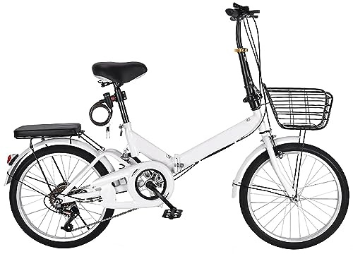Gaxcent Faltbares Fahrrad 20/22 Zoll Klappfahrrad Rahmen aus Kohlenstoffstahl Klapprad V Bremse 7 Geschwindigkeit Schnellfaltsystem mit Rücklicht und Autokorb,Weiß,22in