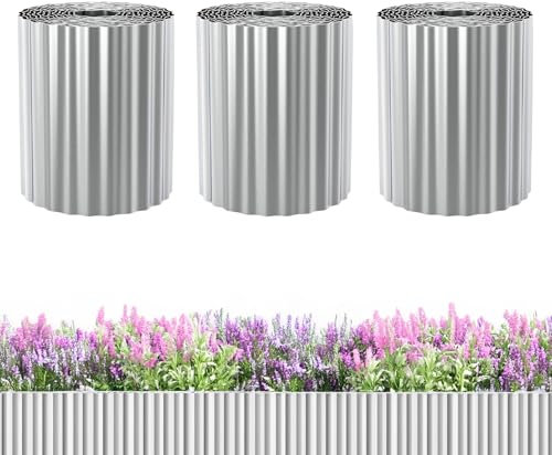 Garden Mile Bordure de jardin en acier galvanisé de 12 m – Installation de bordure de pelouse en métal ondulé – Robuste et résistante aux intempéries pour jardin, terrasse, parterres de fleurs et