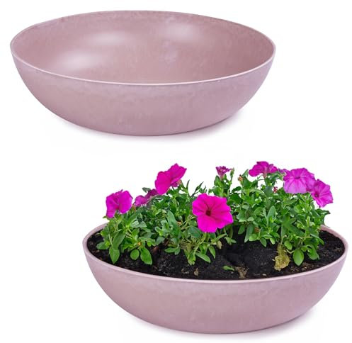 matches21 HOME & HOBBY Pot de fleurs pour l'extérieur, en vieux rose marbré, 30 x 9 cm, résistant aux intempéries