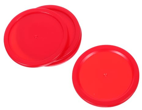 JUMPLAWN Airhockey Schieber Pucks mit Komfortablem Griff aus Kunststoff 4 Stück 50mm in Rot als Ersatz für Airhockey Tisch Zubehör für Spielzimmer