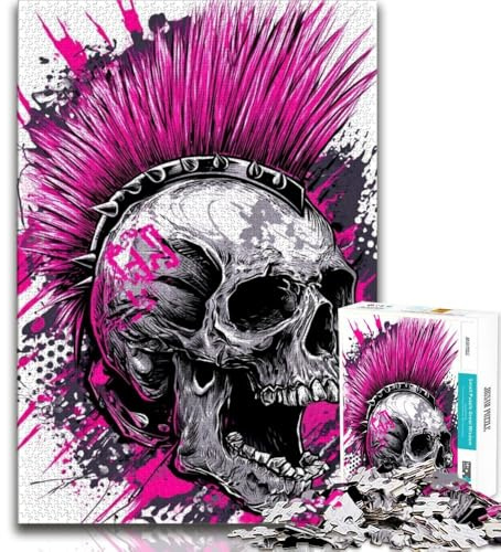Jigsaw Heavy Metal Skull 1000 Piece Jigsaw Puzzles for Adults & Teens,Learning Educational Toy for Is Ideal As A Gift for The Whole Family (26x38cm)