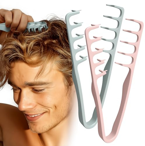 Textur Kamm 2 Stück Styling Kamm Locken Mit Styling Zahnkamm Für Pflege Volumen Für Die Haarwurzeln Mit Ponyansatz Pflegen,Lifting Haarwurzeln Haarbürste für Männer und Frauen