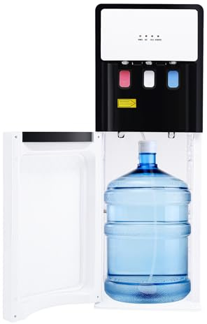 Dispensador de Agua Eléctrico de Pie de 220 V, Enfriador de Agua Fría y Caliente, Carga Inferior, 3 Temperaturas, para Hogar y Oficina, Blanco, 31x29.5x92.5cm