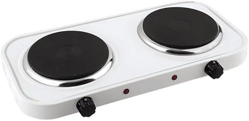 Cocina Eléctrica Doble 2000W – Hornillo Eléctrico Portátil 2 Fuegos con Potencia Regulable, Indicador Luminoso y Protección contra Sobrecalentamiento – Placa Eléctrica para Camping, Hogar y Oficina