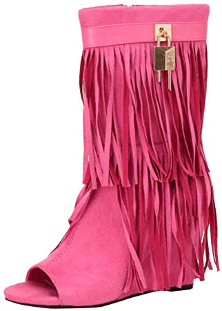 Generico Sandali Da Donna Eleganti Punta Aperta Estate Elegante Nappe Zeppe Stivali Corti Fatti A Mano Stivaletti Con Tacco Estivi Sandalo Comodo Sandaletti Sneakers Scarpe Ortopediche Per Rosa caldo