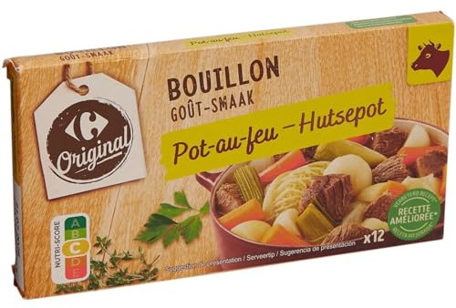 CARREFOUR ORIGINAL - Bouillon Réconfortant Saveur Pot au Feu, Cubes pratiques pour cuisine facile, 12 x 10g - Lot de 4