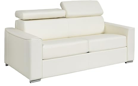 Vente-unique - Schlafsofa 4 Vizir - Leder - weiß