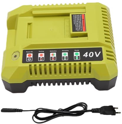 Fesjoy 40-V-Lithium-Ionen-Ladegerät, Kompaktes Wandladegerät für 40-V-Akkus, 72 W 1,8 A Ausgang, LED-Statusleuchten, Werkstatt-Garage-Nutzung für OP4050A OP4026 OP40601 (EU-Stecker 250)