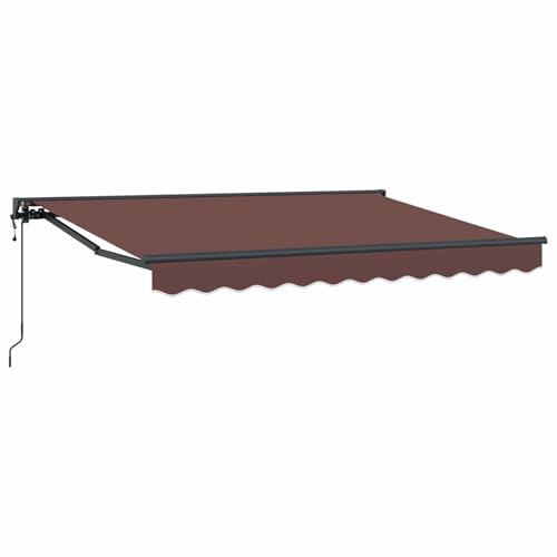 hliofuir Auvent électrique marron 3,5 x 2 m - Marquise rétractable avec télécommande et manivelle - Demi-cassette en polyester et acier - Pour terrasse, jardin et balcon
