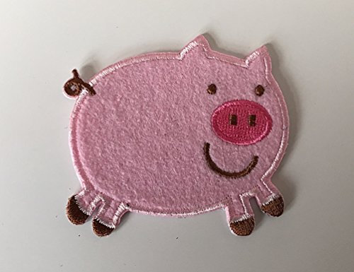Pink Pig Iron on Sew on Embroidered Badge Applique Motif Patch