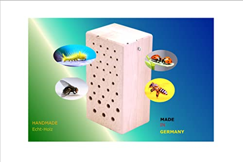 Christophorus-Werkstätten Nistholz für Bienen, Wespen & Insekten aus natürlichem Buchenholz | Bienenhotel | Insektenhotel | Unterschlupf | Handgefertigter Naturschutz für den Garten | Made in Germany