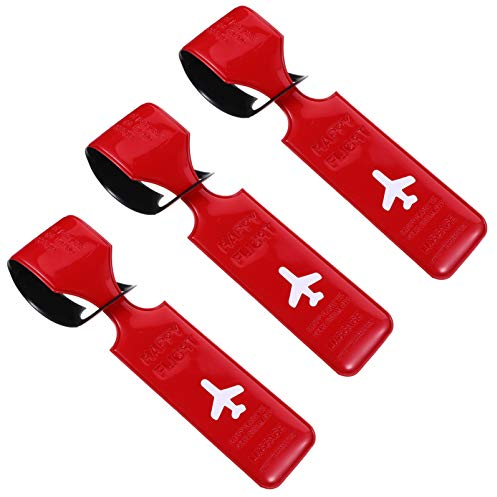 SOIMISS 3 Stück PVC-Gepäckanhänger Anti-Lost-Reisetasche Identifizieren Etiketten für Flughafengepäck Outdoor DIY Koffer Name Etikett Zubehör (Rot)