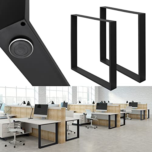 ECD Germany Set 2 Pieds de Table - 70 x 72 cm - Rectangulaire - Noir - en Acier Revêtu de Poudre - Pied de Meuble Banc - Support Profil Carré - Design Industriel - pour Table à Manger Bureau