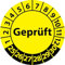 Prüfplakette Geprüft, Vinylfolie, selbstklebend, Prüfaufkleber, Prüfetikett, Plakette (20 mm Ø, Gelb, 100)