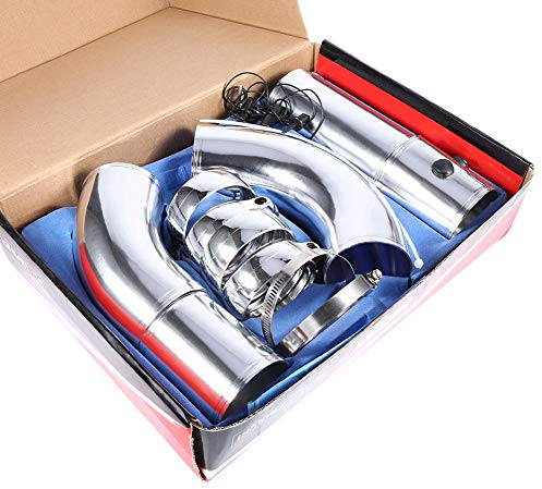 Sportluftfilter Auto, Universal Luftfilter Rohr Luftansaugrohr Ansaugkit Aluminiumlegierung Kaltluftfilter Fitting Rohre Set Luftfilter Einspritzsystem Auto Ansaugrohr Kit