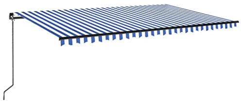 vidaXL Tenda da Sole Retrattile Manuale con LED 500x300cm Blu e Bianco