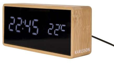 Karlsson Wecker Tube - Bambus - 14,8x7x4,2cm - Rechteck - Bamboo - Wecker für Schlafzimmer