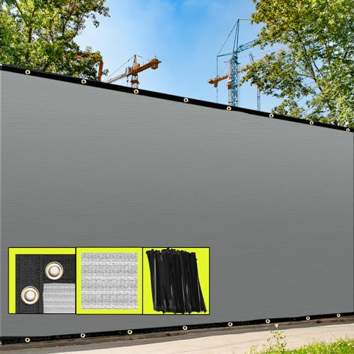 KAMEA KENNA 2,4 x 15,7 m graue Zaun-Sichtschutz-Windschutzscheibenabdeckung mit Reißverschluss-Tür, kommerzielle Qualität, individuelle Größe akzeptiert