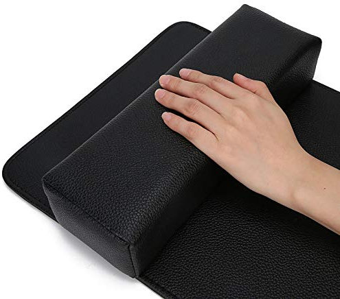 Felenny Nail Art Hand Pillow Soft Beauty Salon Arm Rest Cushion Mat Set Manicure Arm Wrist Rest Holder Pad Manicure Tool (Black)