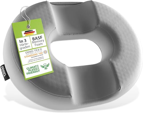 feela.® Orthopädischer Sitzring [3 Härtegrade] – Hämorrhoiden Sitzkissen mit Loch – nach OP & Geburt – Sitzring Steißbein Entlastung, Hämorriden Kissen, Sitzdonut – lindert Schmerzen (Hart)