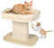 GOPLUS Árbol Rascador Pequeño para Gatos de Altura 50 CM con Poste Rascador de Sisal, Torre de Actividades de Carga 20 KG con Soporte de Peluche y Juguete de Bola Colgante, 59×40×50 CM, Beige