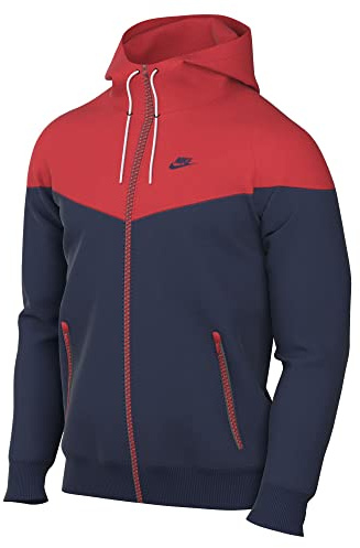 Nike DA0001-410 M NK WVN LND WR HD JKT Sweatshirt Men's Mitternacht Marine/LT Crimson/Mitternacht Marine L