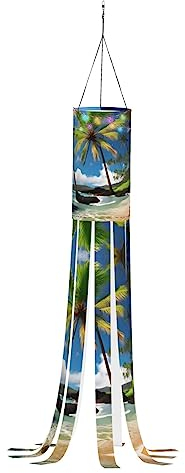 Tropische Palme Hawaii Strand Halloween Windsack Flagge für Outdoor Haustür Hof Terrasse Rasen Garten Dekoration 101,6 cm
