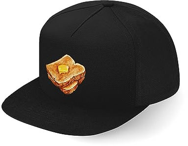 Lauthings Vintage Toast Essen Frühstück Fullcap Art Flat Bill Snapback Cap, Schwarz , One size