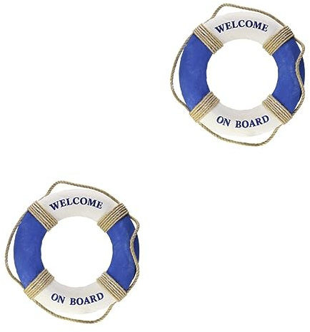 Garneck 2 Stück Wohnaccessoires Dekor Retro-Wohndekoration Heimdekoration Mittelmeer-Wandschild Schiff Hängender Baumwoll-Rettungsring Rettungsring Das Schild Wandbehang Der