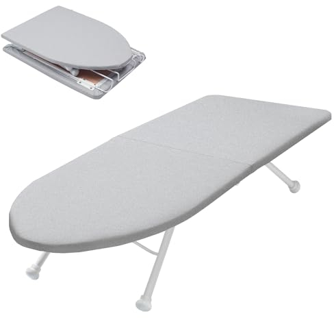 Petite planche à repasser pliable avec fonction pliante, peu encombrante, mini planche à repasser pliable avec pieds antidérapants, pour une utilisation à la maison, 98 x 31 cm, grise