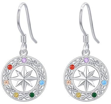 OHAYOO Chakra Schmuck Ohrringe Damen 925 Sterling Silber Creolen Hängend Chakra Ohrringe 7 Chakra Leverback Tropfen Ohrringe Geschenk für Damen Mädchen