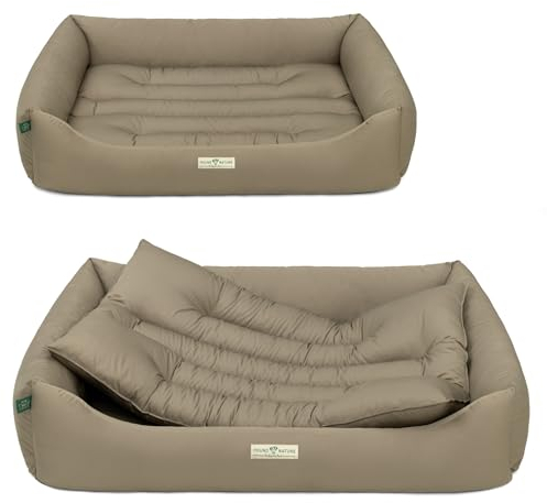 HOUND & NATURE | Öko Hundebett Bern | Weich/Soft | Gr. XXL für Sehr Große Hunde - Kuscheliges Hundebett Waschbar mit Wende - Liegekissen (XXL - 125x95 cm, Taupe)