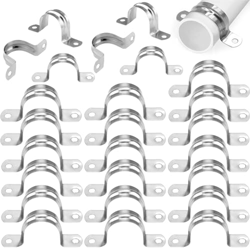 40 Stücke Rohrschelle Edelstahl Rohrbefestigungen, Rohrschelle Befestigungsschelle, Zweiloch U-Förmige Rohrschellen, Rohrschellen 32mm, Für Befestigung Gasrohre,Wasserrohre,Rohre Wand,Kabeln(M32).