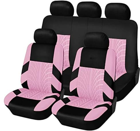 ALYOOP Auto Sitzbezüge Sets Autositzbezüge für Nissan Micra K12 2003-2010, Schonbezüge Autositz Stoff Vordersitze Rückbank Atmungsaktiv Sitzschoner Zubehör,F/Pink