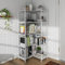 VEDECASA 5 Tiers Corner Bookcases L Shaped Corner Bookshelves White Bookshelf Storage Display Rack with Metal Frame for Living Room Home Bedroom Home Office Study Room White