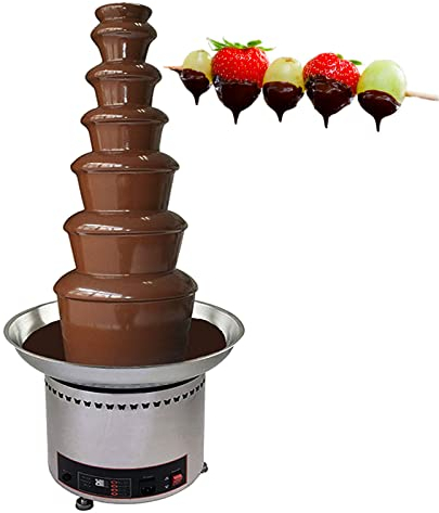 AINITAIFENG Commercial Chocolate Fondue Fountain, 4/5/6/7 Tiers Stainless Steel Electric Chocolate Waterfall Machine/Sauce Heater, for Candy Butter Cheese BBQ Sauc (7 Tier)