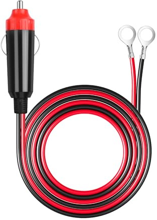 PNGKNYOCN Zigarettenanzünder auf O-Ring-Anschlusskabel, 18-AWG-Zigarettenanzünder männlicher Stecker auf 8 mm (0,3 Zoll) Anschlussring Netzkabel für Kfz-Inverter-Reifenfüller, Luftpumpe (2 m/6,5 Fuß)