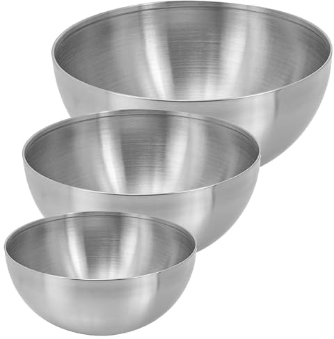 Garneck 3Er Edelstahlmischschalen Set Stapelbare Salatschalen FüR KüChe Und Buffet Metall MischschüSsel FüR Obst Nudeln Und LebensmittelbehäLter Robuste GroßE Edelstahl Schalen