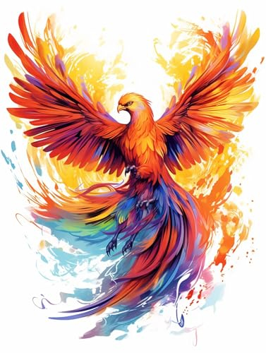 Malen Nach Zahlen Erwachsene, DIY Malen Nach Zahlen Phönix Handgemalt Ölgemälde Kit für Anfänger und Erwachsene, Vogel Malerei Bastelset, Zimmer Deko Wohnzimmer Mit Acrylfarben und Pinseln 30x40cm