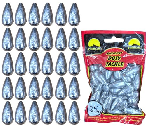 PRO FILSTAR Inline Grundblei Angeln Set 30 x 25g - Angel Bleie - Tropfen