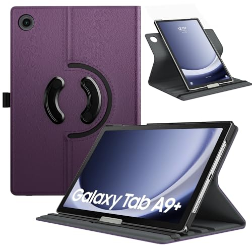 TiMOVO Funda para Samsung Galaxy Tab A9+/A9 Plus 11 Pulgadas 2023 SM-X210/X216/X218, Cubierta de Soporte Giratorio de 90 Grados, Auto Activación/Reposo para Galaxy Tab A9+ Tablet, Morado